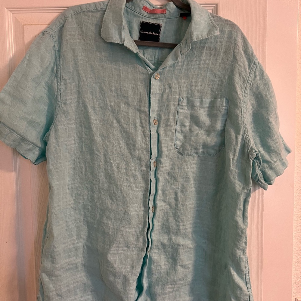 Tommy Bahama Teal 100% Linen Men's Shirt